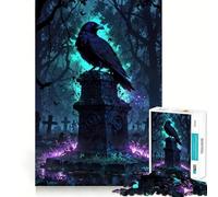 Raven on Gravestone︰ Keeper of Ancient Tombs Puzzles for Adults 1000 Puzzles Strengthen Memory Anxiety Relief Smooth Edge Warm Surprise (38x26cm)