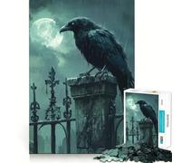Raven On Graveyard Gate 1000 Piece Jigsaw Puzzles for Adults Teenagers Skill Toy Soothing Fun Tight Edge Festival Gift (38x26cm)