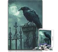 Raven On Graveyard Gate 1000 Piece Jigsaws Learning Game for Skill Practice Thoughtful Gift for Happy Moments Size 50x75cm