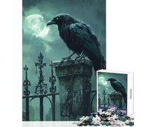 Raven On Graveyard Gate for Adults 1000 Piece Jigsaw Puzzle Art Work Gifts Improve Memory Toy Wall Decor for And from 14 Years And over (38x26cm)