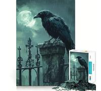 Raven On Graveyard Gate Jigsaw 1000 Pieces for Teenagers Strengthen Memory Calm Relax Smooth Edge Amazing Present (50x75cm)