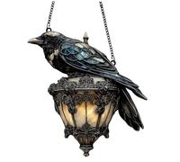 Raven on Lantern Sun Catcher Gothic Raven on Lantern Decoration 2D Acrylic Sun Catcher Fake Stained Glass Window Hanging Halloween for Party Decoration Dark Academia at Home