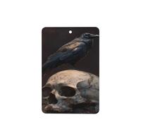 Raven On Old Skull Dark Fantasy Car Air Fresheners 4 Pcs Hanging Scented Cards Fragrance Scented Cards For Car Aromatherapy Tablets