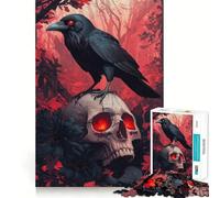 Raven On Skull 1000 Pieces Jigsaw Puzzles for Teenagers Memory Upgrade Casual Relax Sharp Cut Art Display (50x75cm)