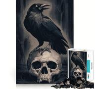 Raven on Skull Jigsaw Puzzle for Teenagers 1000 Pieces Clear Logic Toy Slow Enjoy Perfect Cut Bday Surprise (38x26cm)