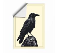 Raven on Stone Vintage Unframed Wall Art Print A3 (42×29.7cm), Wall Decor for Living Room, Bedroom, Office & Home, Art Gift
