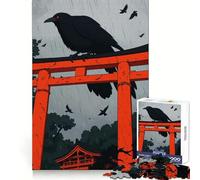Raven on Torii Gate in Rain Jigsaw 1000 Pieces for Teenagers Strengthen Memory Calm Relax Smooth Edge Amazing Present (38x26cm)