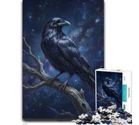 Raven Perched on Branch at Night Jigsaw Puzzle for Adults, 1000 Pieces | A focused indoor hobby - a simple way to organise the image alone or together.
