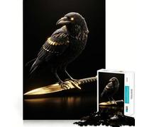 Raven Perched on Golden Dagger 1000 Piece Jigsaw Puzzles for Adults Teenagers Solid Logic Toy Quiet Fun Precision Cut Santa Wish Pick (38x26cm)