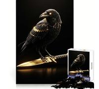Raven Perched on Golden Dagger Hard Jigsaw Puzzle for Adults 1000 Pieces Pure Logic Toy Home Activity Clean Cut Lovely Gift (38x52cm)
