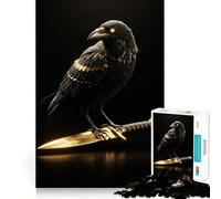 Raven Perched on Golden Dagger Hard Jigsaw Puzzle for Adults 1000 Pieces Pure Logic Toy Home Activity Clean Cut Lovely Gift (38x52cm)