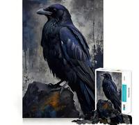Raven Perched on Rock Digital Art 1000 Piece Jigsaw Puzzles for Teenagers Jigsaw Brain Workout Toy Group Play Art Assembly Classic Gift (38x52cm)