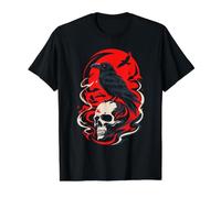 Raven Perched On Skull Red Moon Value Graphic T-Shirt, Men, Black, M