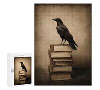 Raven Perched on Stack of Old Books Jigsaw Puzzle, 300 PCS, Indoor Activity for The Home, An Absorbing Project for Relaxed Weekends, at Home