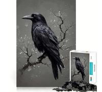 Raven Perched on Winter Branch 1000 Piece Jigsaw Puzzles for Teenagers Boost Memory Gentle Relax Premium Cut Bday Surprise (38x52cm)