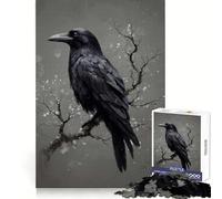 Raven Perched on Winter Branch Jigsaw Puzzle for Adults 1000 Pieces Memory Boost Group Play Pattern Assembly Xmas Surprise (50x75cm)