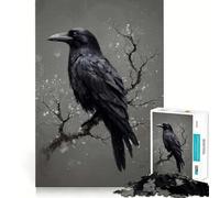 Raven Perched on Winter Branch Jigsaw Puzzle for Adults 1000 Pieces Memory Boost Group Play Pattern Assembly Xmas Surprise (50x75cm)
