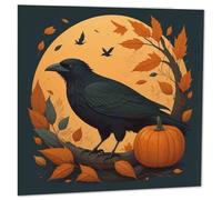 Raven Pumpkin Greeting Card Autumn 145 x 145mm