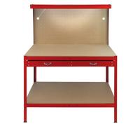 Raven Q-Rax 3' 11" x 1' 11" Not Applicable Workbench with Pegboard, Drawer & Light - Classic