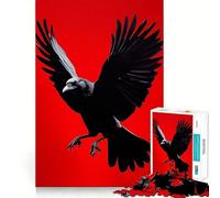 Raven Red Crow Bird Jigsaw Puzzles for Teenagers 1000 Pieces Recall Boost Gentle Relax Smooth Cut Stylish Gift (38x52cm)