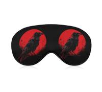 Raven Red Moon Funny Eye Mask for Sleep with Adjustable Strap Blocks Light Eye Shade Cover