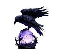 “Raven’s Moonlight” Gothic LED Lamp - Mysterious Crow on Glowing Orb Sculpture, 3D Hollow Raven/Crow on Glowing Orb, Fantasy Spooky Home Decor & Unique Gift for Gothic Collectors (B)