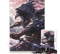 Raven Samurai Warrior Cherry Blossoms Jigsaw Puzzles 1000 Piece for Teenagers Logic Ability Toy Relaxing Fun Accurate Cut Artistic Gift (50x75cm)