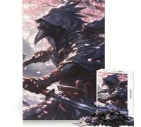 Raven Samurai Warrior Cherry Blossoms Jigsaw Puzzles for Teenagers 1000 Pieces Recall Boost Gentle Relax Smooth Cut Stylish Gift (38x26cm)