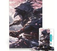 Raven Samurai Warrior Cherry Blossoms Jigsaw Puzzles for Teenagers 1000 Pieces Recall Boost Gentle Relax Smooth Cut Stylish Gift (38x26cm)