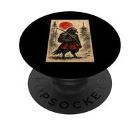 Raven Samurai Warrior Japanese Crow Vintage Graphic Ukiyo-e PopSockets Adhesive PopGrip