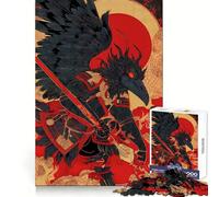 Raven Samurai Warrior with Spear Hard Jigsaw Puzzle for Adults 1000 Pieces Mind Puzzle Calm Relax Art Assembly (38x52cm)