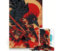 Raven Samurai Warrior with Spear Jigsaw Puzzles for Adults1000 Piece Mind Skill Group Joy Quality Edge Art Collection Piece (38x26cm)