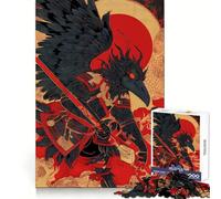 Raven Samurai Warrior with Spear Jigsaw Puzzles for Teenagers 1000 Piece Recall Upgrade Calm Relax Clear Cut Art Collection Piece (50x75cm)