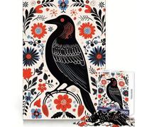 Raven Scandinavian Folk Hard Jigsaw Puzzle for Adults 1000 Pieces Mind Puzzle Calm Relax Art Assembly (50x75cm)