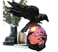 Raven Sculpture Table Lamp, Gothic Fantasy Table Light, Glowing Orb Raven Lamp, Home Decor For Bedroom Living Room Nightstand With Violet LED