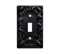Raven Single Light Switch Cover Plate, Gothic Dark Chains Thorns Halloween Black Plastic Standard Size Decorative Wall Plates for Home Living Room Bedroom Bathroom Decor (Single)