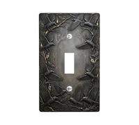 Raven Single Light Switch Cover Plate, Gothic Nature Tree Butterfly Halloween Black Plastic Standard Size Wall Switch Plates Accents for Home Living Room Bedroom Bathroom Decor (Single)