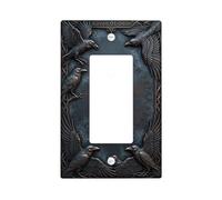 Raven Single Rocker Light Switch Cover, Gothic Fantasy Runes Celtic None Black Plastic Standard Size Accents Wall Switch Plates for Home Living Room Bedroom Bathroom Decor