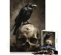 Raven Sitting On Skull Jigsaw Puzzles 1000 Piece for Teenagers Fine Logic Toy Easy Leisure Neat Edge Festival Gift (50x75cm)