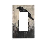 Raven Sitting Upon A Skull Dark Light Switch Wall Plate Faceplate Cover Single Rocker 1 Gang Decorator Outlet Receptacle Covers for Home Kitchen Room Bathroom Decor