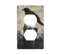 Raven Sitting Upon A Skull Dark Outlet Cover Light Switch Cover Decorative 1 Gang Wall Plate for Kitchen Room Bathroom Size 7x11.4cm