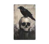 Raven Sitting Upon A Skull Dark Single Toggle Blank Wall Plate Light Switch Cover Decorative 1 Gang for Kitchen Room Bathroom Size 11.4x7cm