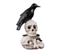 Raven Skull Decor - Halloween Skull with Crow Decoration | Halloween Skull Figurine, Decorative Skull with Raven Statue Figurine for Home, Living Room