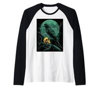 Raven Skull Moon Men Black Gothic Women Black Crow Raglan Baseball Tee