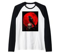Raven Skull Moon Men Black Gothic Women Black Crow Raglan Baseball Tee