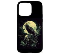 Raven Skull Moon Scary Black Gothic Spooky Women Black Crow Case for iPhone 15 Pro Max