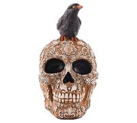 Raven Skull Statue | Halloween Skull Decor Skeleton Statue Ornament | Realistic Collectible Prop Decoration Display for Horror Theme Party Photography Haunted House Bar Cafes
