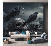 Raven Skull Wallpaper for Walls - Gothic Wall Paper, Raven Skull Home Decor, Non-Woven Waterproof Print Wallpapers for Bedroom Living Room, Feature Walls Mural 100x70 cm - S123