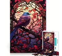 Raven Stained Glass Style Jigsaw Puzzles 1000 Pieces for Teenagers Logic Game Warm Time Precise Cut Art Collection Piece (38x26cm)