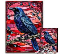 Raven Stained Glass Style1000 Piece Jigsaw Puzzle Challenging Puzzles Brain Teaser Game for Teenagers Perfect 1000 PCS(38x26cm)